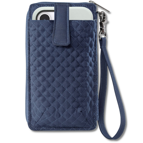 Solid Navy RFID Cell Phone Wristlet