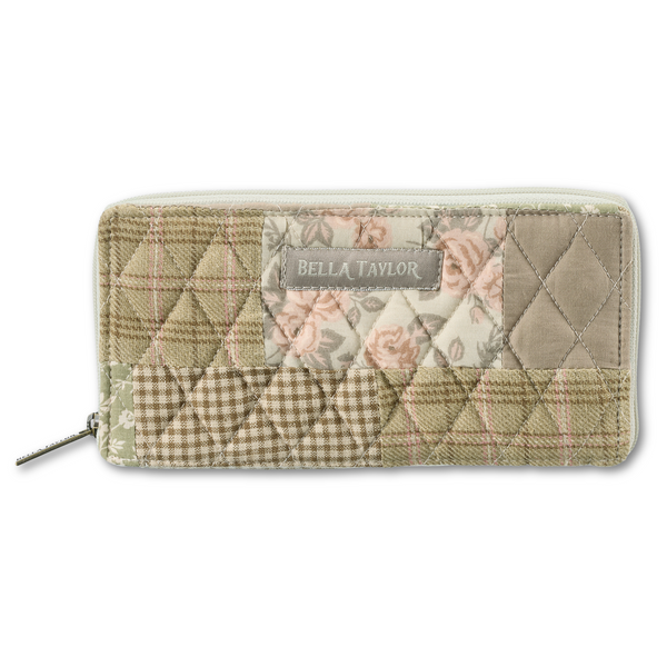 Cameo Rose Patchwork RFID Slim Card Wallet