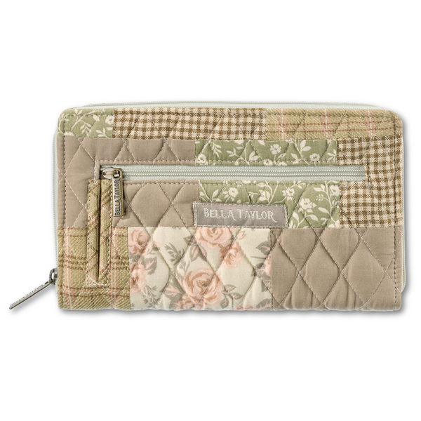 Cameo Rose Patchwork RFID Wrist Strap Wallet