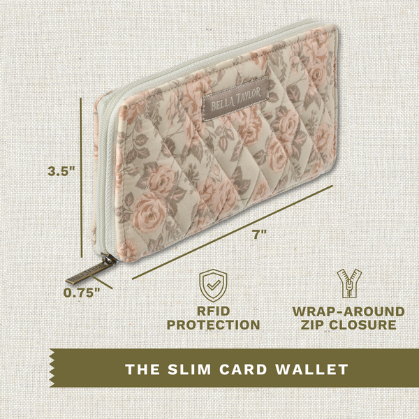 Cameo Rose RFID Slim Card Wallet