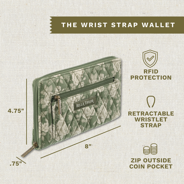 Heirloom Rose RFID Wrist Strap Wallet