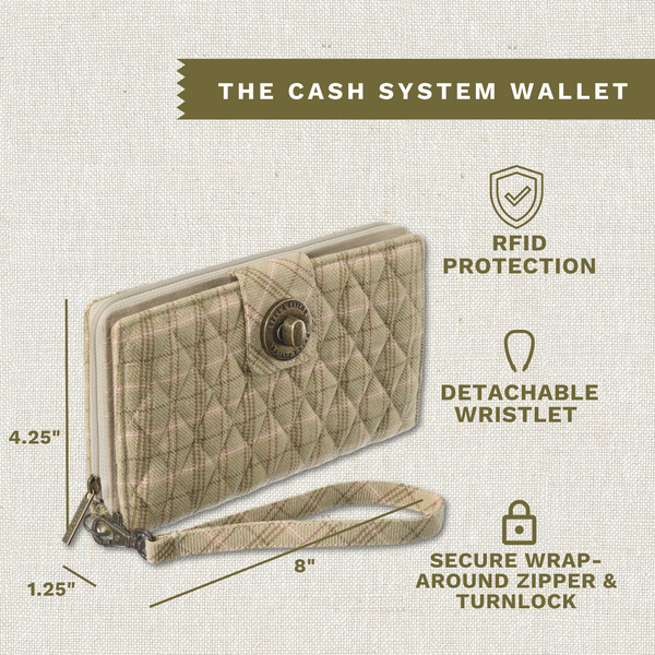 Willow Plaid RFID Cash System Wallet