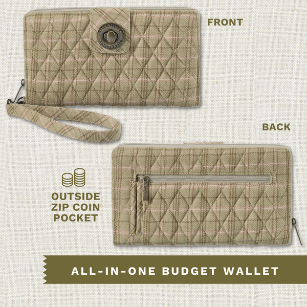 Willow Plaid RFID Cash System Wallet