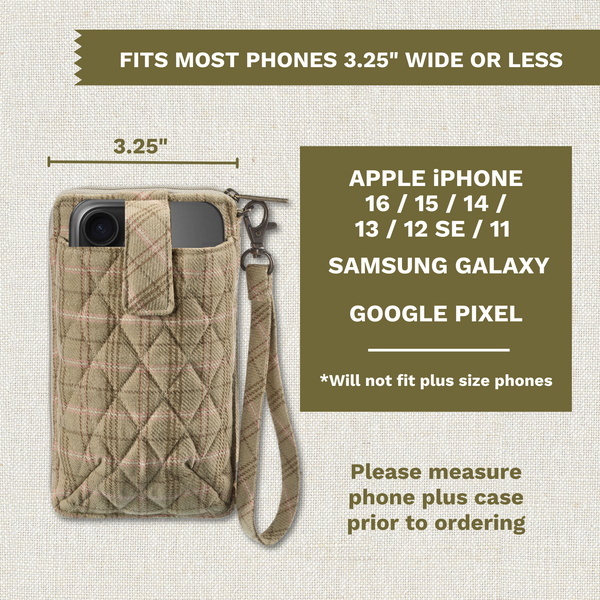 Willow Plaid RFID Cell Phone Wristlet