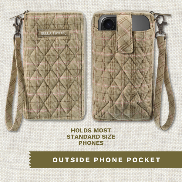 Willow Plaid RFID Cell Phone Wristlet