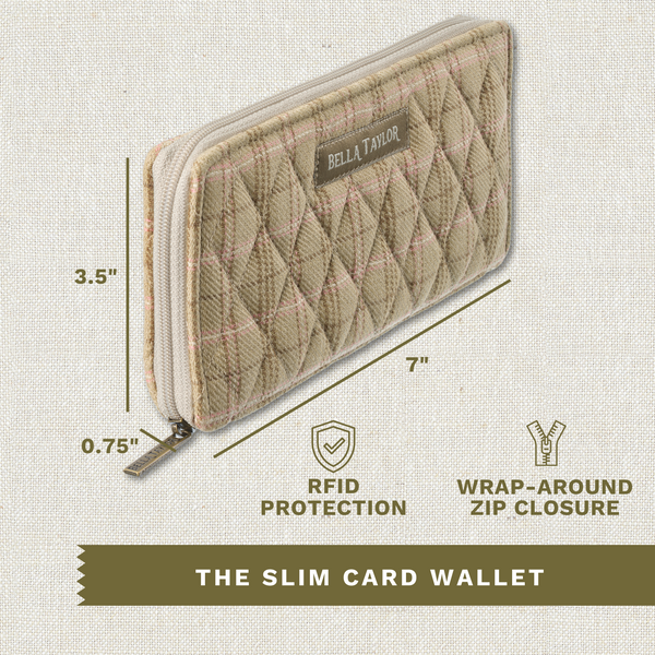 Willow Plaid RFID Slim Card Wallet