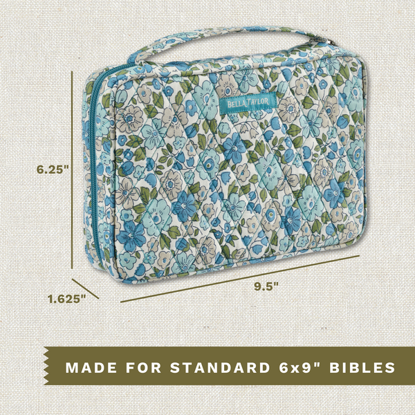 Delicate Floral Blue Small Bible Cover