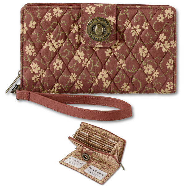 Burgundy Floral RFID Cash System Wallet