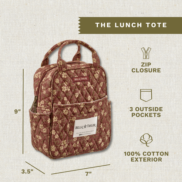 Burgundy Floral Lunch Tote