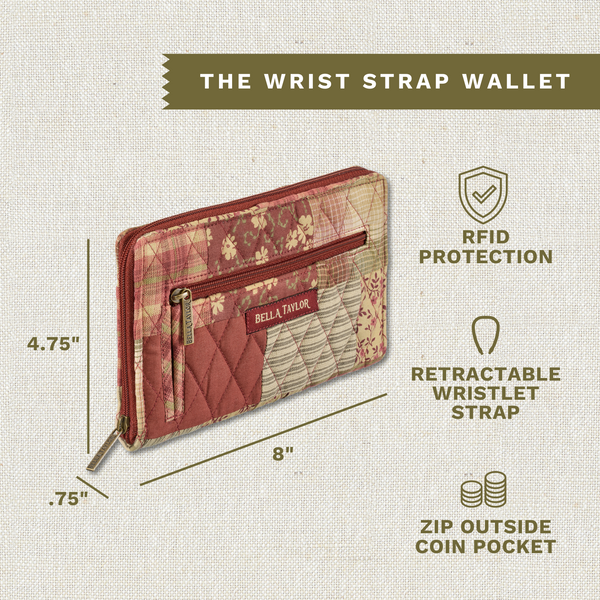 Burgundy Patch RFID Wrist Strap Wallet