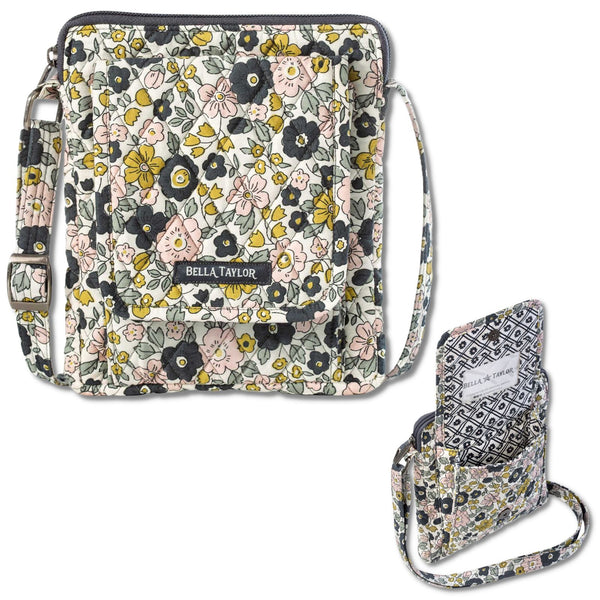 Delicate Floral Charcoal Mini Crossbody