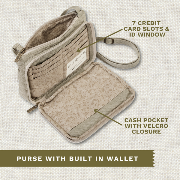 Khaki Chambray Essentials Wallet Crossbody