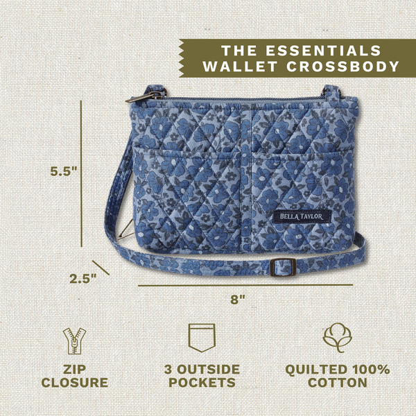 Navy Floral Essentials Wallet Crossbody