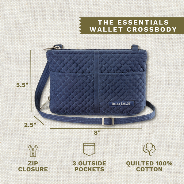 Solid Navy Essentials Wallet Crossbody