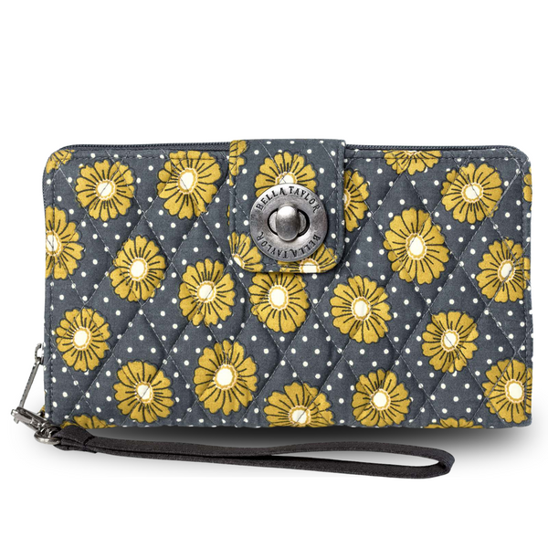 Dotted Daisy Charcoal RFID Cash System Wallet