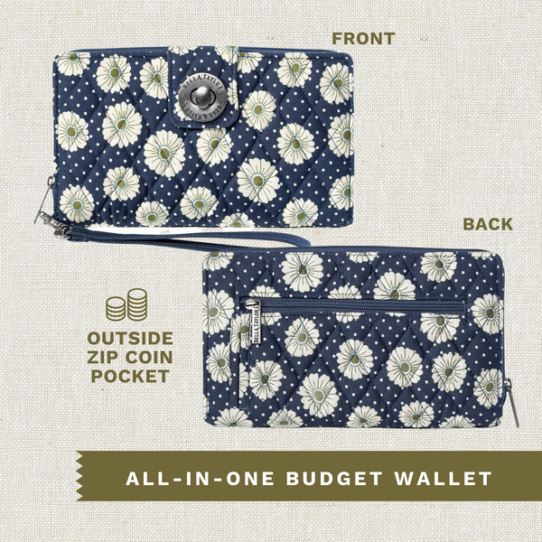 Dotted Daisy Navy RFID Cash System Wallet