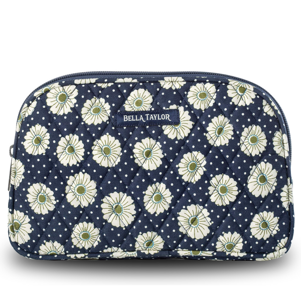 Dotted Daisy Navy Cosmetic Pouch