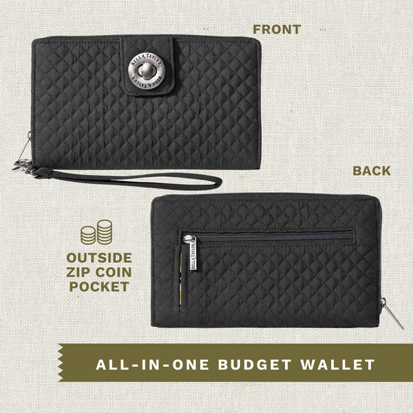 Solid Black RFID Cash System Wallet