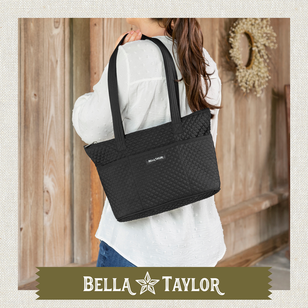 Solid Black Small Shoulder Tote