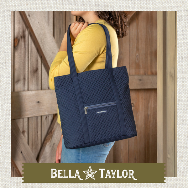 Solid Navy Large Shoulder Tote