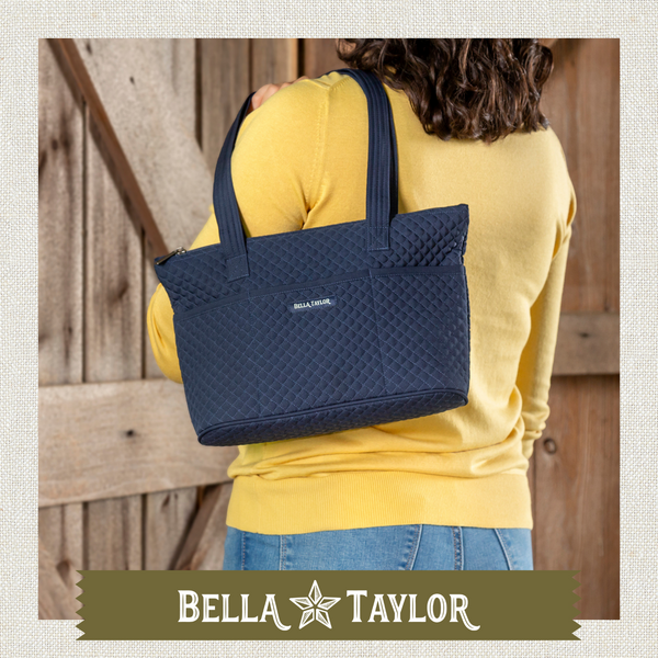 Solid Navy Small Shoulder Tote