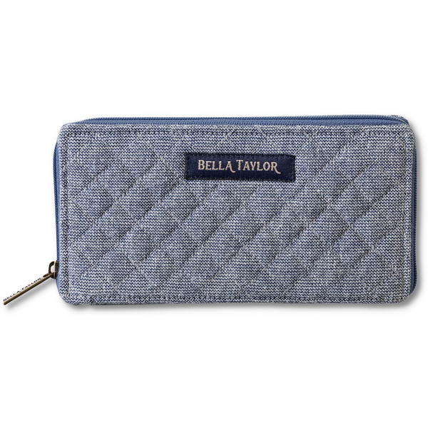 Blue Chambray RFID Slim Card Wallet