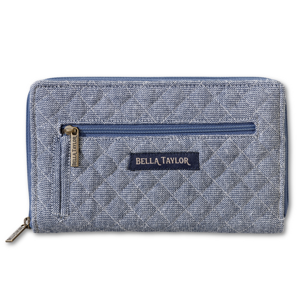 Blue Chambray RFID Wrist Strap Wallet