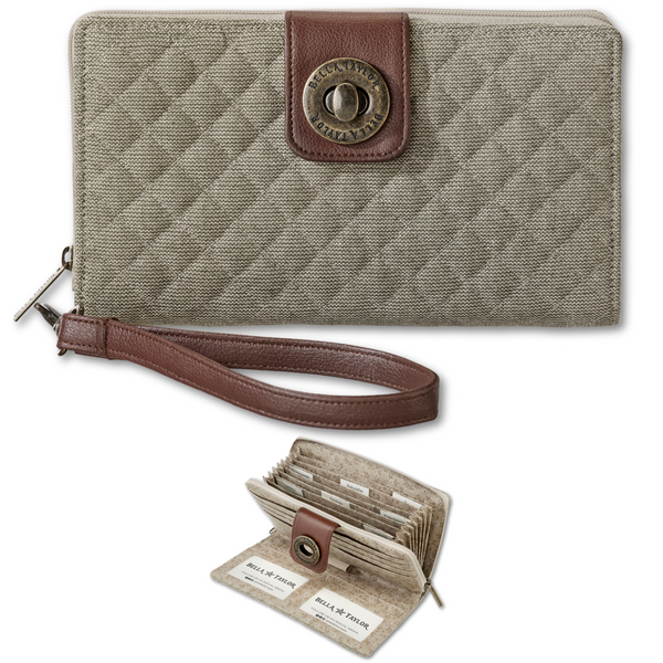 Khaki Chambray RFID Cash System Wallet