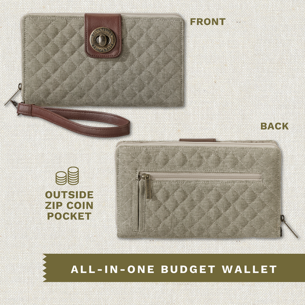 Khaki Chambray RFID Cash System Wallet