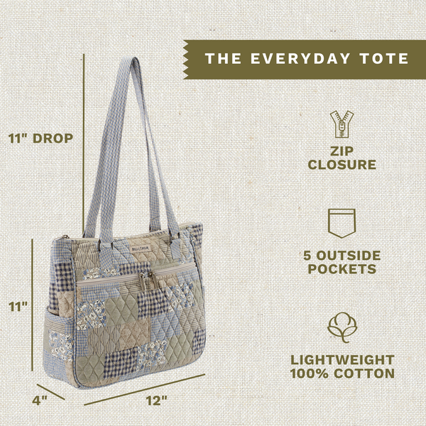 Khaki Patchwork Everyday Tote